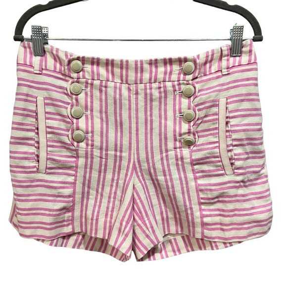Anthropologie Cartonnier Pink Stripe main sail Sailor Shorts Size 6 - Picture 6 of 11